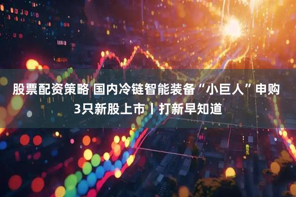 股票配资策略 国内冷链智能装备“小巨人”申购 3只新股上市丨打新早知道